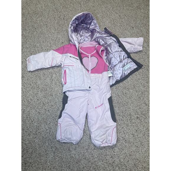 COLUMBIA BABY GIRL TODDLER INFANT SNOWSUIT / JACKET /BIBPANT Sz 24 months - Picture 1 of 9